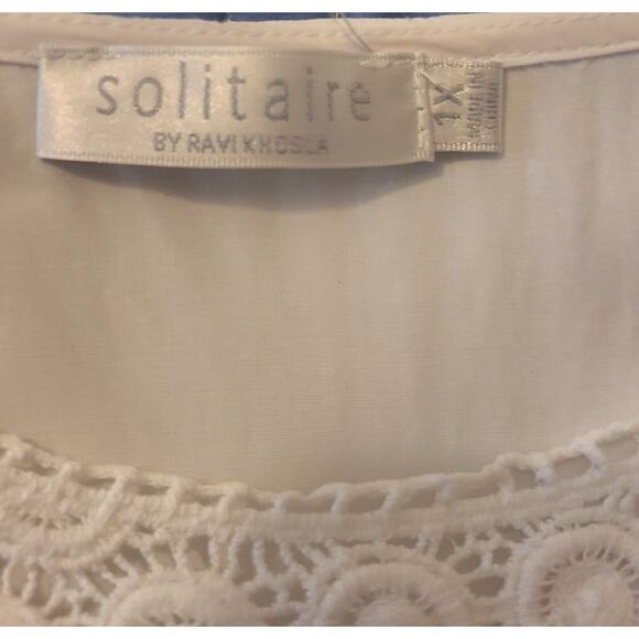 Solitaire by Ravi Khosla Women’s Soft White Blouse With Crochet Size 1X - Picture 6 of 9